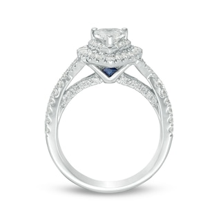 Previously Owned - Vera Wang Love Collection 1.58 CT. T.W. Pear-Shaped Diamond Double Frame Twist Engagement Ring in 14K White Gold