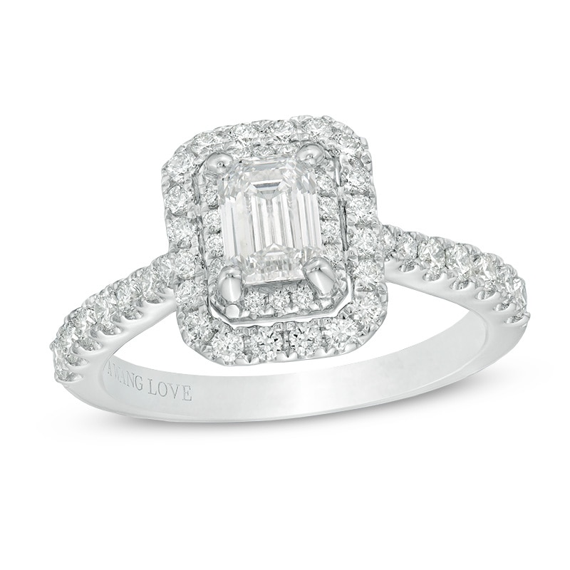 Previously Owned - Vera Wang Love Collection 1.29 CT. T.W. Emerald-Cut Diamond Engagement Ring in 14K White Gold|Peoples Jewellers