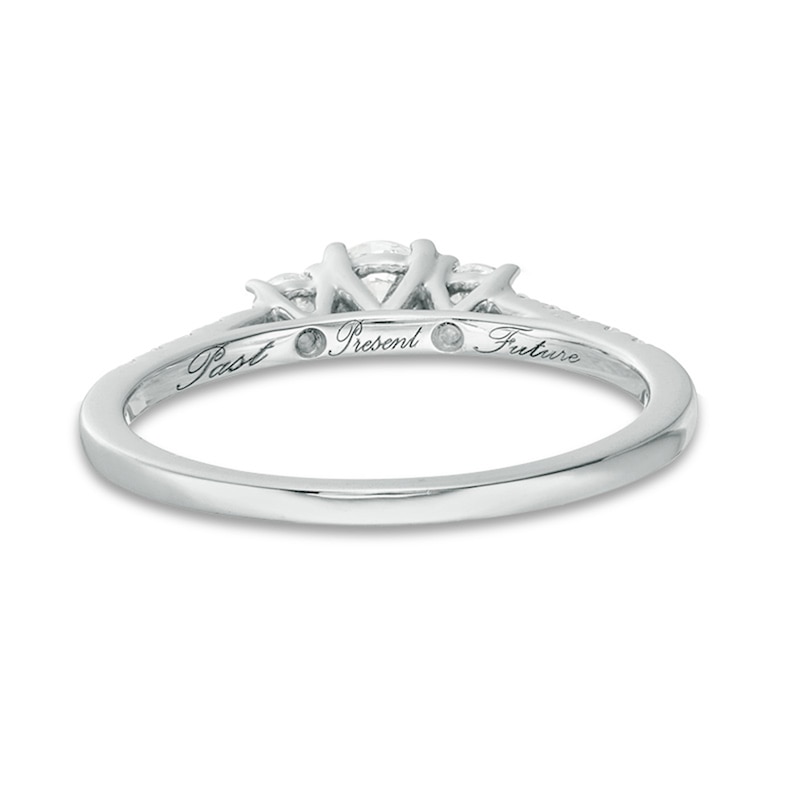 Main Image 4 of Previously Owned - 0.46 CT. T.W. Diamond Past Present Future® Engagement Ring in 10K White Gold