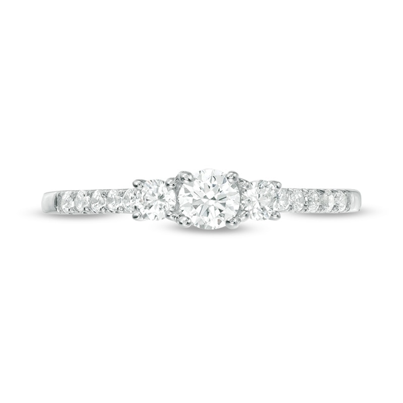 Main Image 6 of Previously Owned - 0.46 CT. T.W. Diamond Past Present Future® Engagement Ring in 10K White Gold