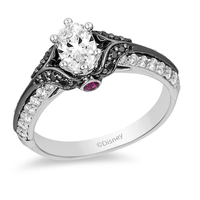 Previously Owned - Enchanted Disney Villains Evil Queen 0.95 CT. T.W. Oval Diamond Ring in 14K White Gold with Rhodium