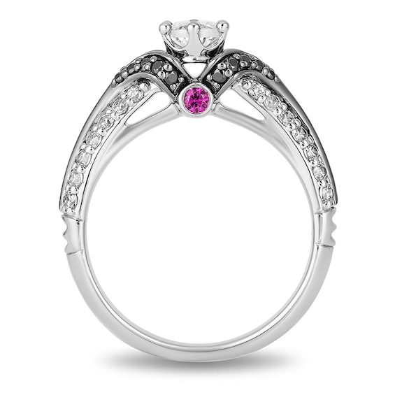 Previously Owned - Enchanted Disney Villains Evil Queen 0.95 CT. T.W. Oval Diamond Ring in 14K White Gold with Rhodium