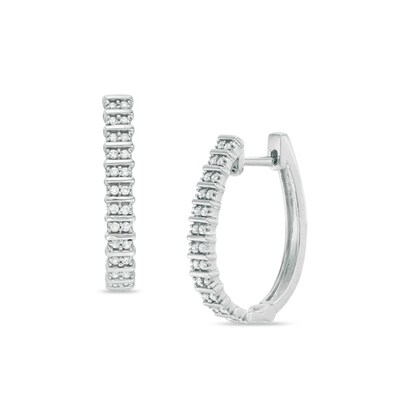 Previously Owned - 0.23 CT. T.W. Diamond Two Row Hoop Earrings in Sterling Silver