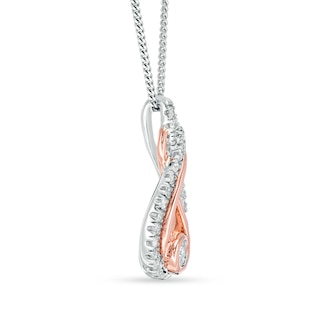 Previously Owned - Interwoven™ 0.16 CT. T.W. Diamond Pendant in Sterling Silver and 10K Rose Gold - 19"