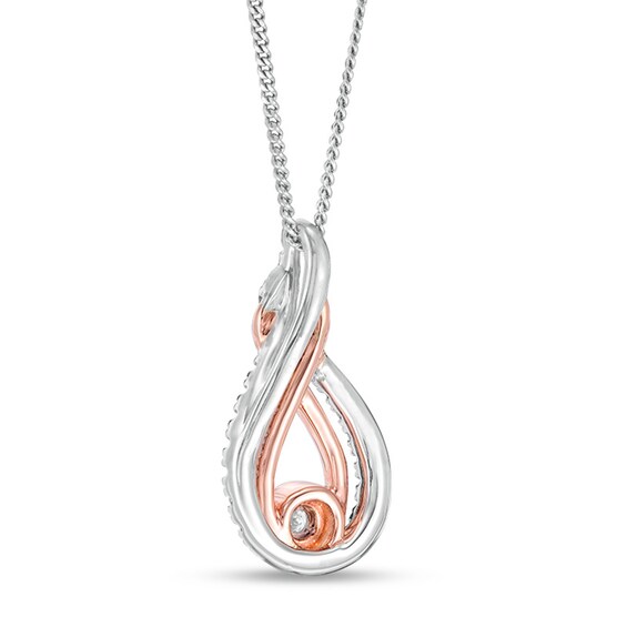 Previously Owned - Interwoven™ 0.16 CT. T.W. Diamond Pendant in Sterling Silver and 10K Rose Gold - 19"