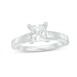 Previously Owned - 1.00 CT. Princess-Cut Diamond Solitaire Engagement Ring in 14K White Gold (I/I2)