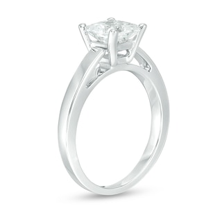 Previously Owned - 1.00 CT. Princess-Cut Diamond Solitaire Engagement Ring in 14K White Gold (I/I2)