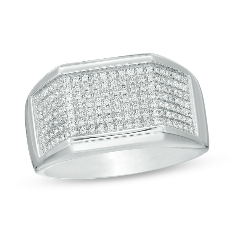 Previously Owned - Men's 0.40 CT. T.W. Diamond Multi-Row Ring in Sterling Silver|Peoples Jewellers