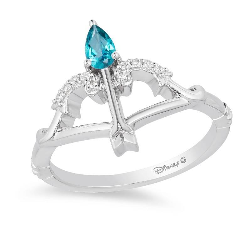 Previously Owned - Enchanted Disney Merida Pear-Shaped Blue Topaz and 0.04 CT. T.W. Diamond Bow and Arrow Ring|Peoples Jewellers