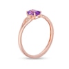 Thumbnail Image 2 of Previously Owned - Emerald-Cut Amethyst and Diamond Accent Flare Shank Ring in 10K Rose Gold