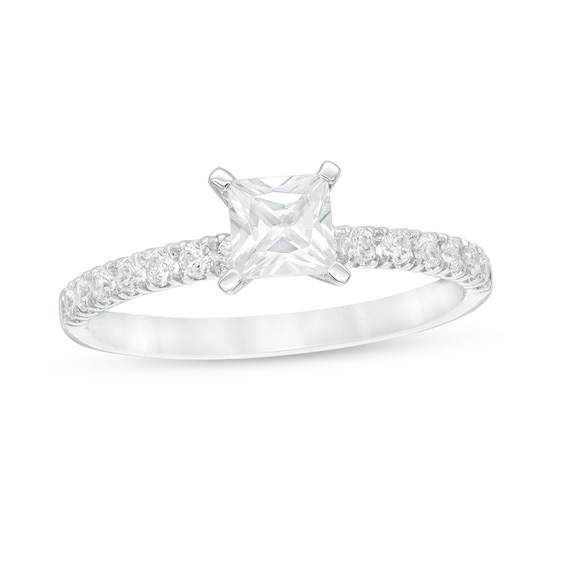 Previously Owned - 0.70 CT. T.W. Princess-Cut Diamond Engagement Ring in 14K White Gold (I/I2)