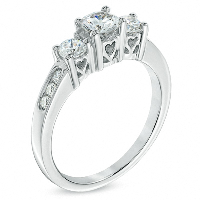 Main Image 2 of Previously Owned - 1.00 CT. T.W. Diamond Three Stone Past Present Future Engagement Ring in 14K White Gold