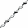 Thumbnail Image 1 of Previously Owned - 0.33 CT. T.W. Enhanced Black and White Diamond Waves Bracelet in Sterling Silver - 7.25&quot;