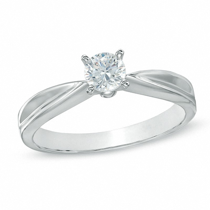 Main Image 1 of Previously Owned - 0.30 CT. Diamond Solitaire Engagement Ring in 14K White Gold (J/I1)