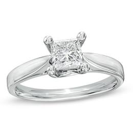 Previously Owned - Celebration Ideal 0.70 CT. Princess-Cut Diamond Ring in 14K White Gold (I/I1)