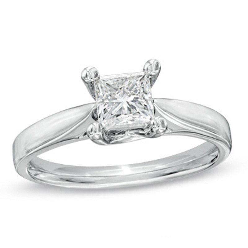 Main Image 1 of Previously Owned - Celebration Ideal 0.70 CT. Princess-Cut Diamond Ring in 14K White Gold (I/I1)