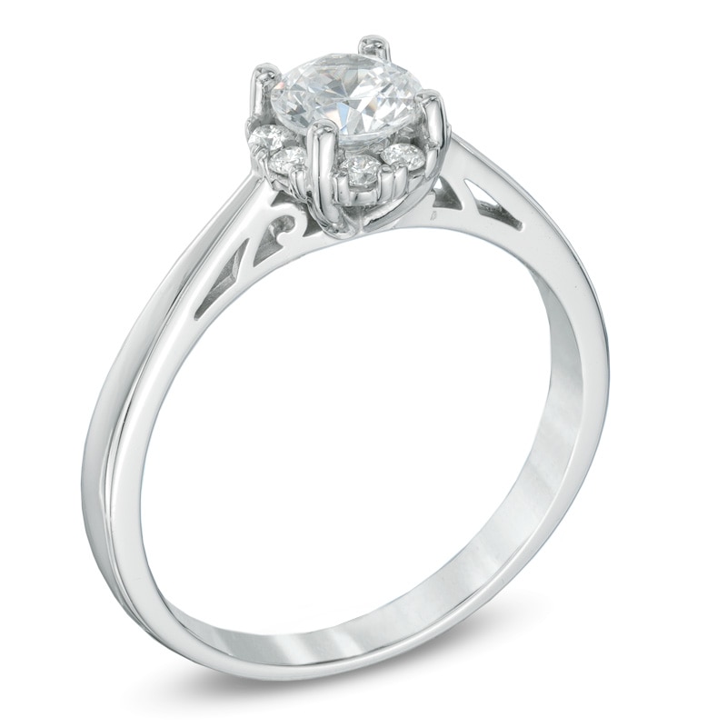 Main Image 2 of Previously Owned - 0.70 CT. T.W. Diamond Frame Engagement Ring in 14K White Gold (I/I1)