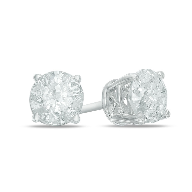 Previously Owned - 1.20 CT. T.W. Diamond Solitaire Stud Earrings in 14K White Gold|Peoples Jewellers