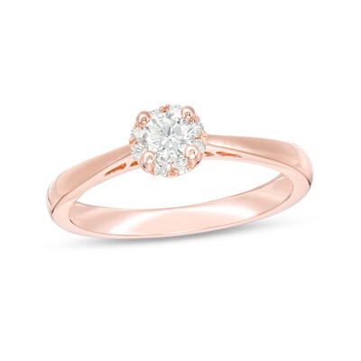 Previously Owned - 0.33 CT. T.W.   Diamond Frame Engagement Ring in 14K Rose Gold (I/I1)