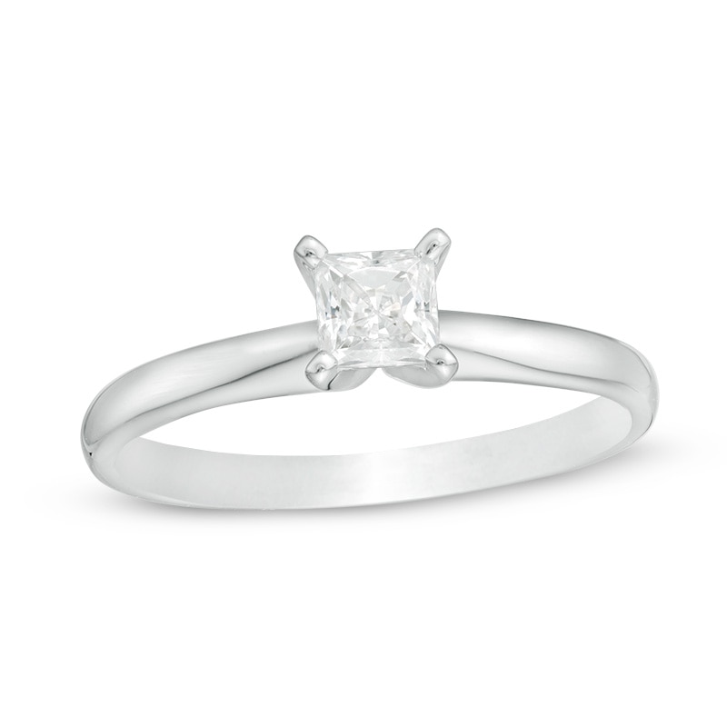Previously Owned - 0.50 CT. Princess-Cut Diamond Solitaire Engagement Ring in 14K White Gold (J/I3)|Peoples Jewellers