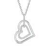 Previously Owned - Vera Wang Love Collection 0.15 CT. T.W. Diamond Interlocking Heart Necklace in Sterling Silver - 19"