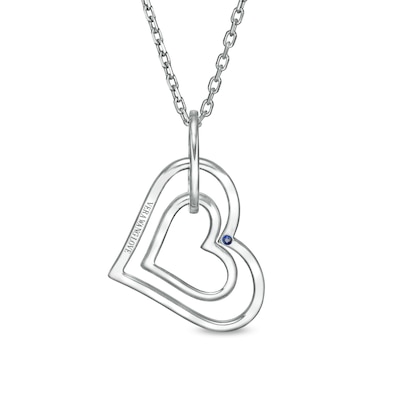 Previously Owned - Vera Wang Love Collection 0.15 CT. T.W. Diamond Interlocking Heart Necklace in Sterling Silver - 19"