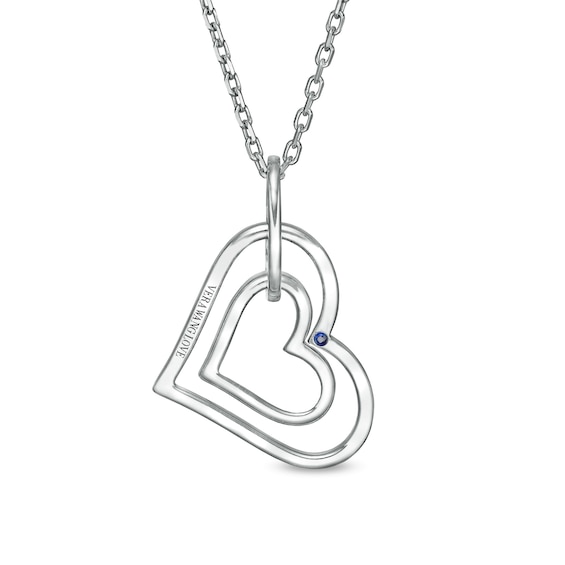 Previously Owned - Vera Wang Love Collection 0.15 CT. T.W. Diamond Interlocking Heart Necklace in Sterling Silver - 19"