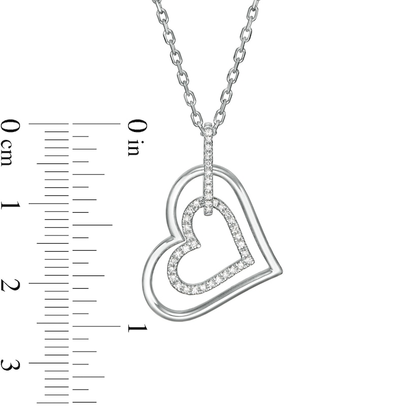 Previously Owned - Vera Wang Love Collection 0.15 CT. T.W. Diamond Interlocking Heart Necklace in Sterling Silver - 19"