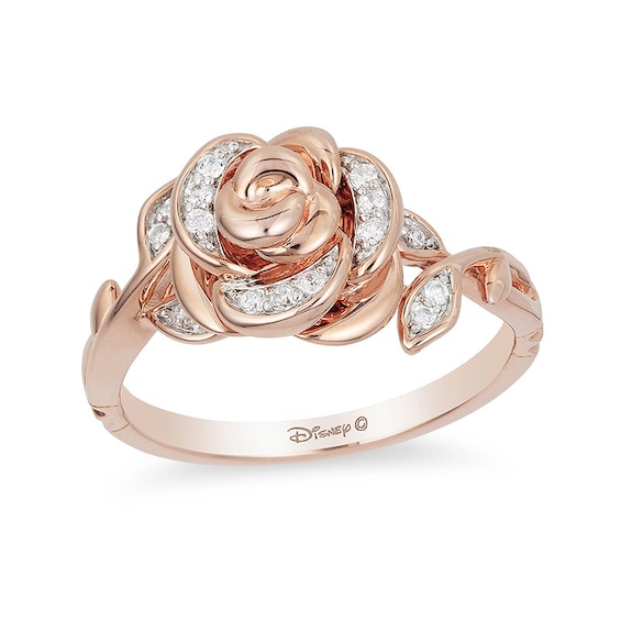 Previously Owned - Enchanted Disney Belle 0.085 CT. T.W. Diamond Rose Ring in 10K Rose Gold