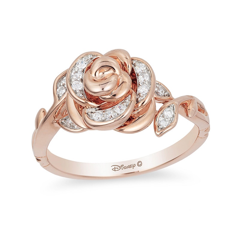 Previously Owned - Enchanted Disney Belle 0.085 CT. T.W. Diamond Rose Ring in 10K Rose Gold|Peoples Jewellers