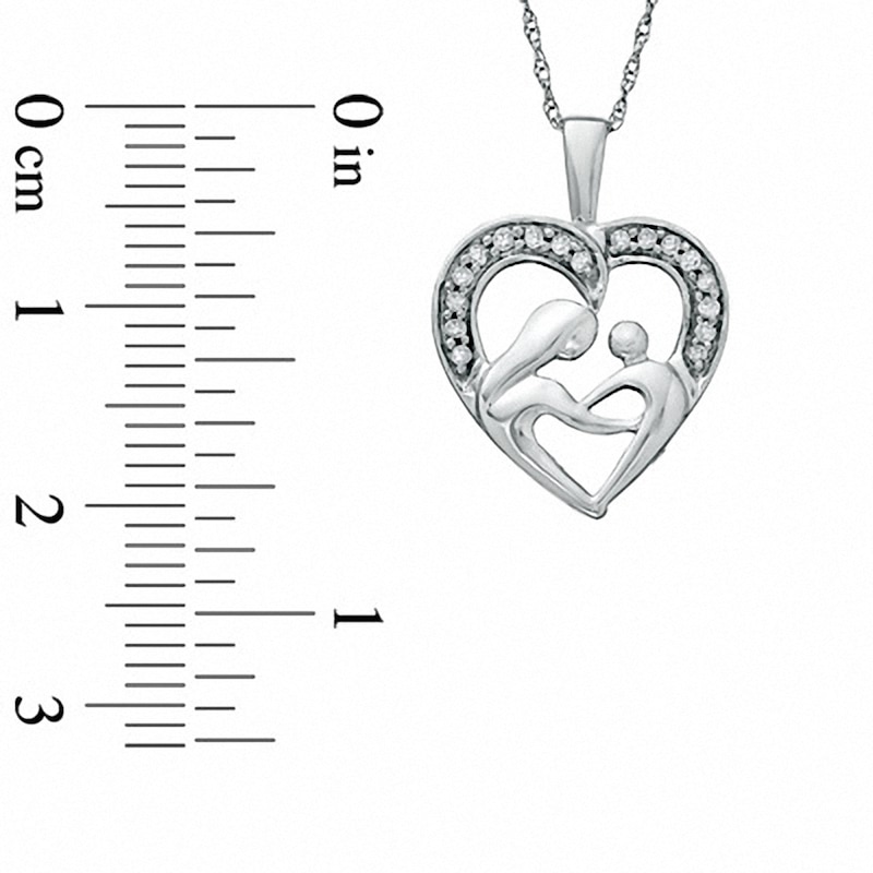 Previously Owned - 0.09 CT. T.W. Diamond Motherly Love Heart Pendant in 10K White Gold