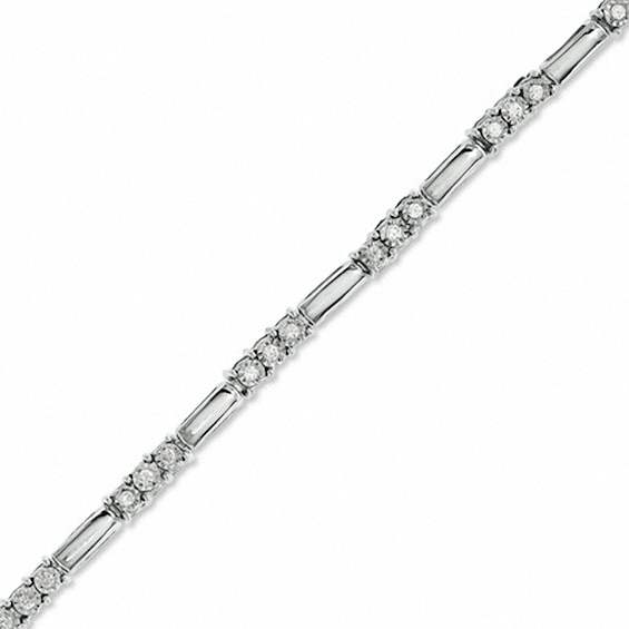 Previously Owned - 0.24 CT. T.W. Diamond Three Stone Station Bracelet in 10K White Gold