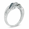 Thumbnail Image 1 of Previously Owned - Enhanced Blue, Green and White Diamond Accent Waves Ring in Sterling Silver