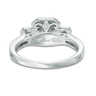 Previously Owned - 0.45 CT. T.W. Princess-Cut Diamond Past Present Future® Frame Engagement Ring in 10K White Gold