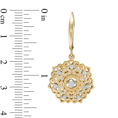 Previously Owned - Unstoppable Love™  0.33 CT. T.W. Diamond Filigree Flower Drop Earrings in 10K Gold