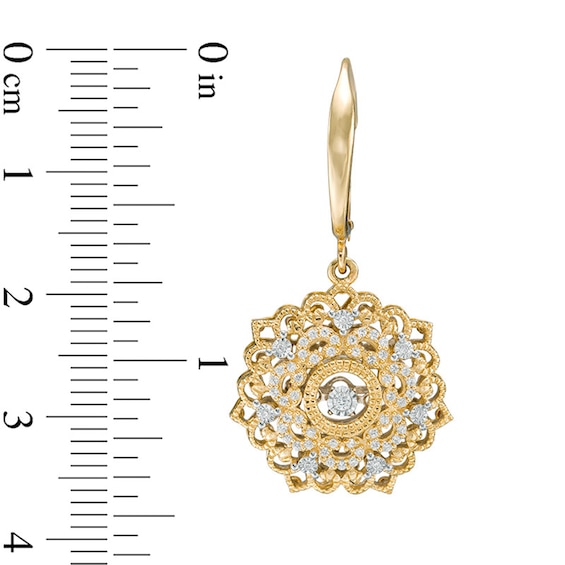 Previously Owned - Unstoppable Love™  0.33 CT. T.W. Diamond Filigree Flower Drop Earrings in 10K Gold