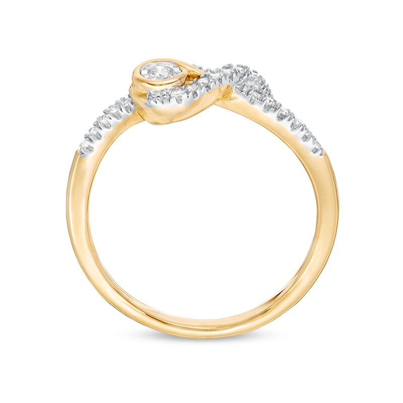 Main Image 2 of Previously Owned - Interwoven™ 0.10 CT. T.W. Diamond Ring in 10K Gold