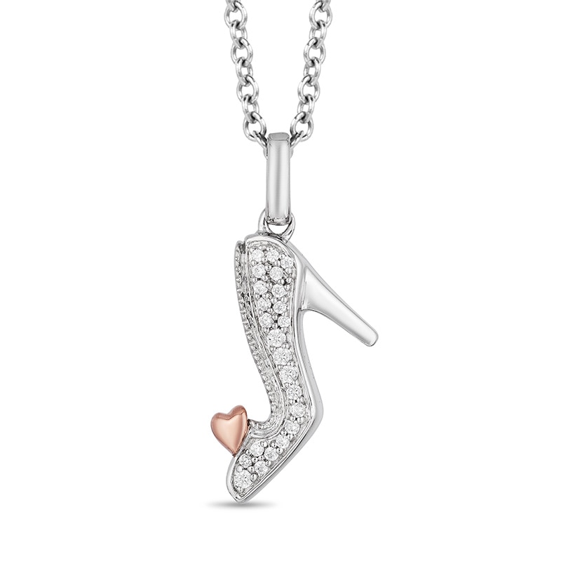 Previously Owned - Enchanted Disney Cinderella 0.085 CT. T.W. Diamond Slipper Pendant in Sterling Silver - 19"|Peoples Jewellers