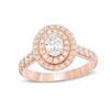 Previously Owned - 1.25 CT. T.W. Oval Diamond Double Frame Engagement Ring in 14K Rose Gold (I/SI2)