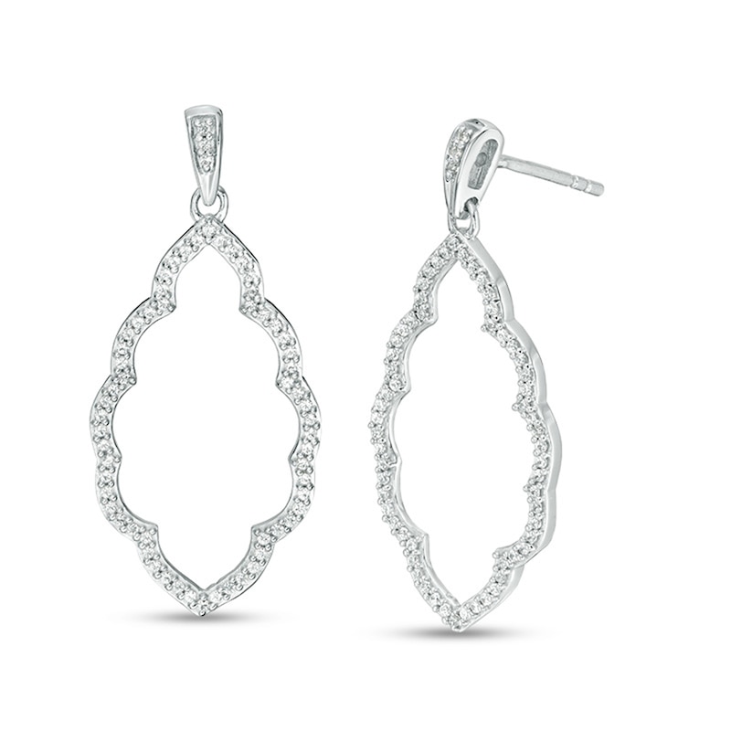 Previously Owned - 0.25 CT. T.W. Diamond Scallop Marquise Drop Earrings in 10K White Gold|Peoples Jewellers