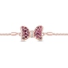 Thumbnail Image 1 of Previously Owned - Mickey Mouse & Minnie Mouse Garnet and Diamond Accent Bow Bolo Bracelet in 10K Rose Gold - 8.5"