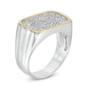 Thumbnail Image 2 of Previously Owned - EFFY™ Collection Men's 0.26 CT. T.W. Diamond Signet Ring in Sterling Silver and 14K Gold