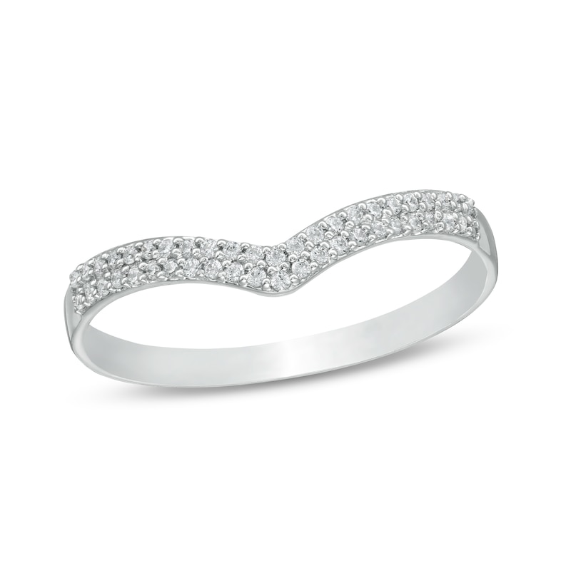 Previously Owned - 0.10 CT. T.W. Diamond Chevron Band in 10K White Gold|Peoples Jewellers