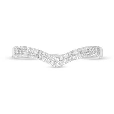 Previously Owned - 0.10 CT. T.W. Diamond Chevron Band in 10K White Gold