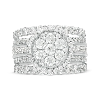 Previously Owned - 3.00 CT. T.W. Composite Diamond Frame Multi-Row Split Shank Engagement Ring in 10K White Gold