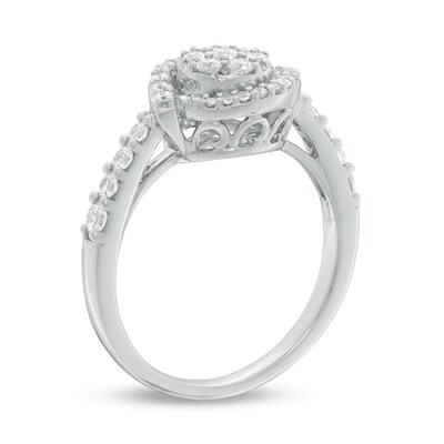 Previously Owned - 0.60 CT. T.W. Composite Diamond Frame Whirlwind Ring in 10K White Gold