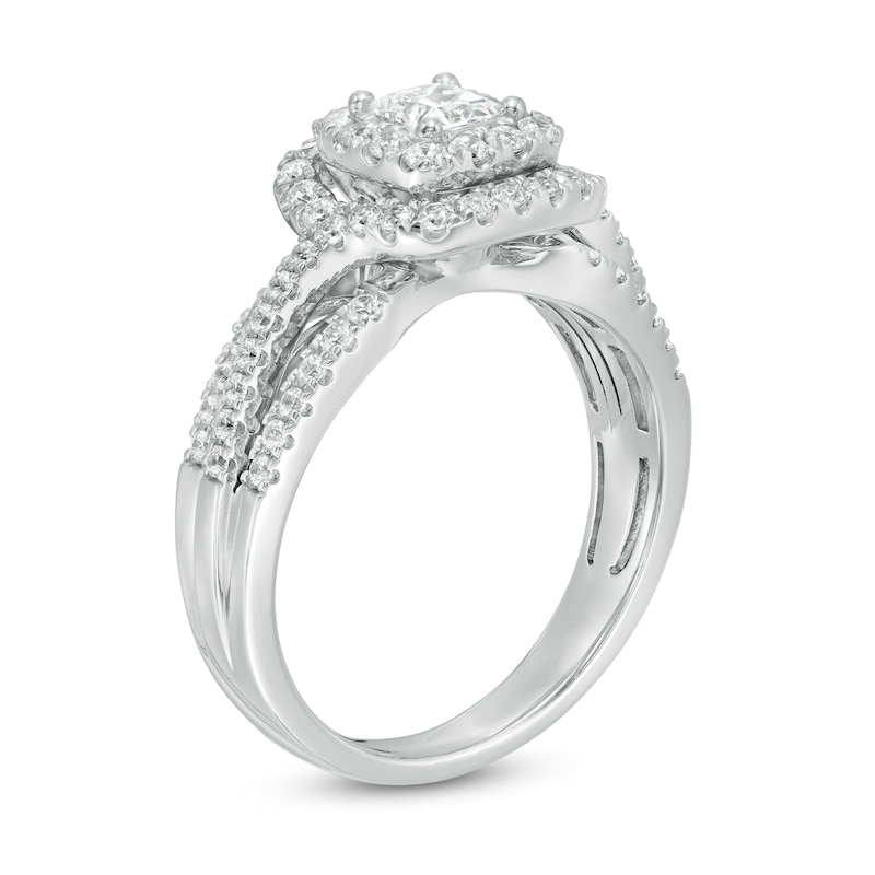 Previously Owned - 1.00 CT. T.W. Princess-Cut Diamond Frame Multi-Row Engagement Ring in 10K White Gold (I/I1)|Peoples Jewellers