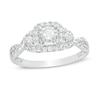 Thumbnail Image 0 of Previously Owned - 0.25 CT. T.W. Diamond Cushion Frame Twist Shank Engagement Ring in 10K White Gold