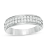 Thumbnail Image 0 of Previously Owned - Men's 0.50 CT. T.W.  Diamond Double Row Wedding Band in 10K White Gold