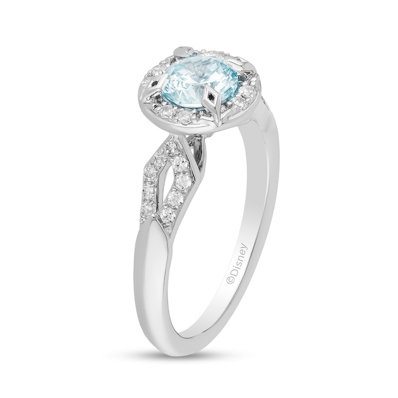 Previously Owned - Enchanted Disney Elsa 6.0mm Aquamarine and 0.18 CT. T.W. Diamond Engagement Ring in 14K White Gold|Peoples Jewellers